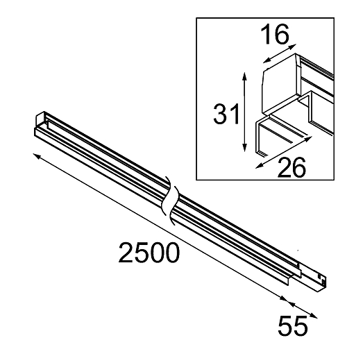 Pista Linear Light Flaps Track 48V 2555 1x
