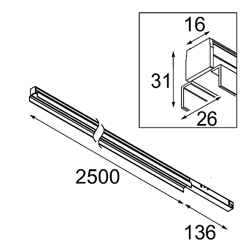 Pista Linear Light Flaps Track 48V 2636 1x