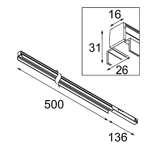 Pista Linear Light Flaps Track 48V 636 1x